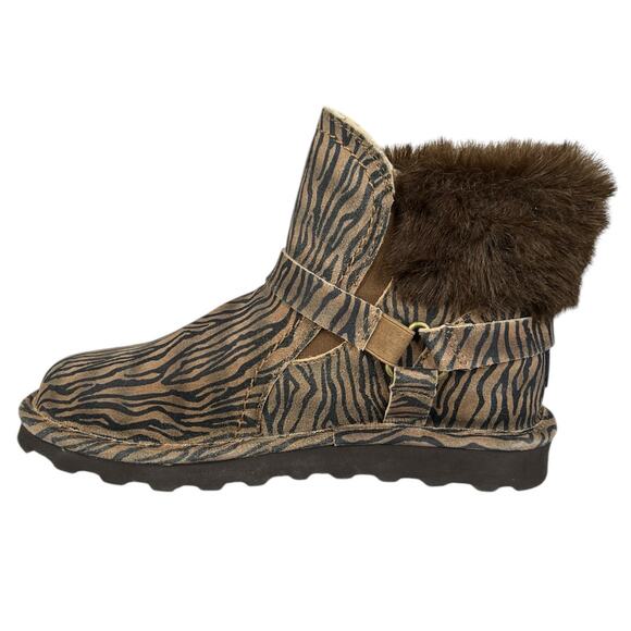 NWOT Bearpaw Konnie Brown Zebra Strip Winter Boot Size US 10 - Picture 2 of 10